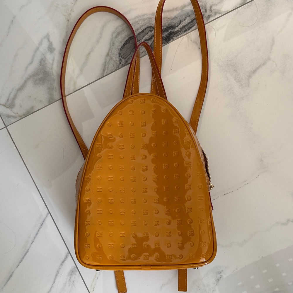 Arcadia Mustard Patent Leather Backpack